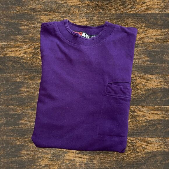 Vintage 90’s Today’s News Mens Sweatshirt Pullover Shirt Purple Solid Y2K Large - Picture 6 of 11